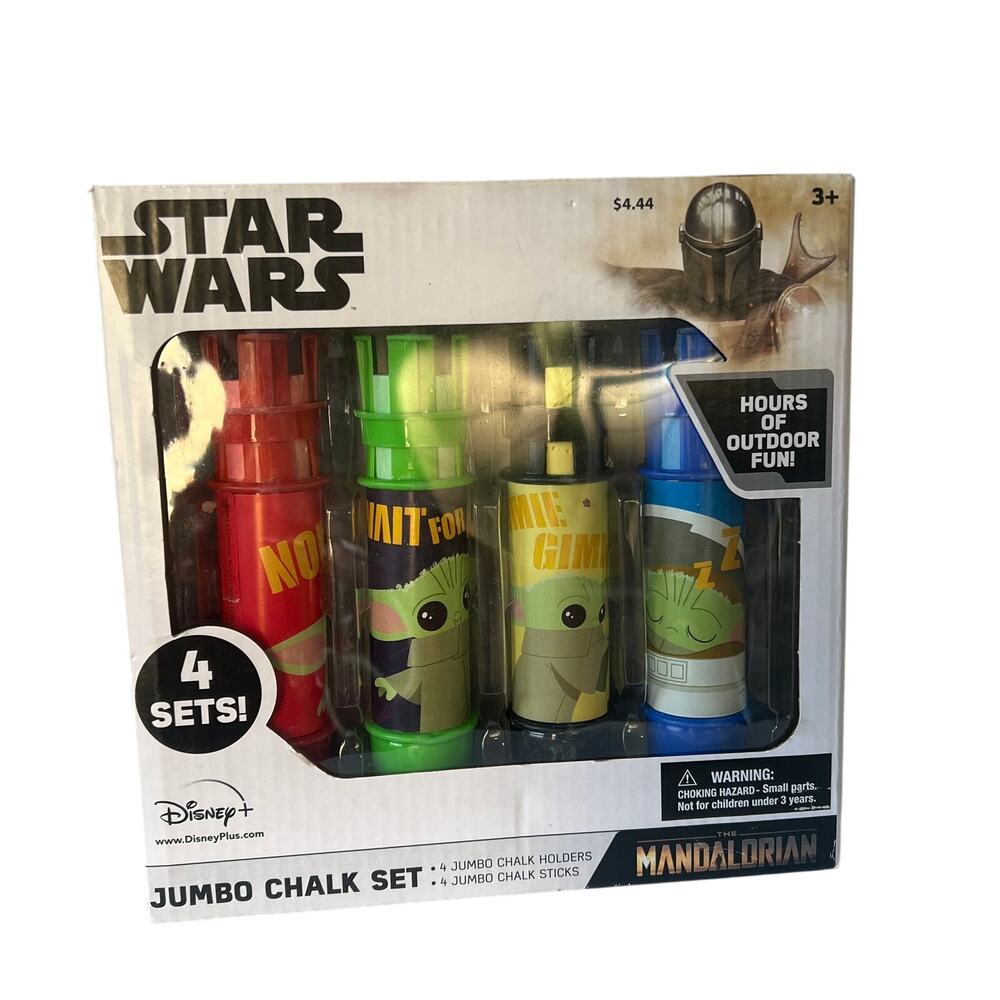 Star Wars Mandalorian Grogu Jumbo Sidewalk Chalk Set 4 Holders 4 Sticks New